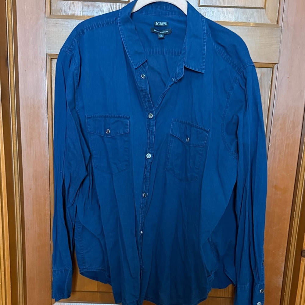 J. Crew Navy Long-Sleeve Button-Up Shirt